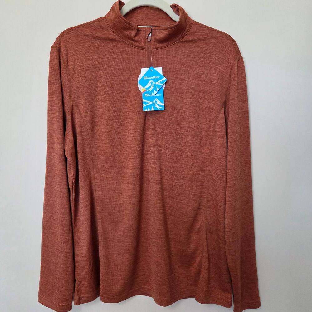 NWT Men's XL MagcoMsen 1/4 Zip Pullover SPF 50+ Long Sleeve Shirt Rust Orange